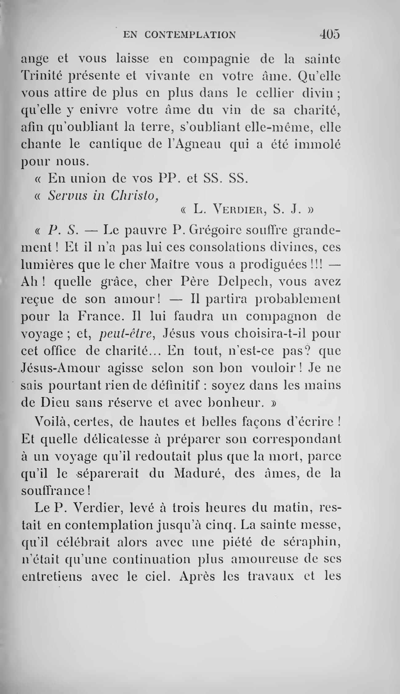 The printed page 405 of Le R. P. Louis Verdier, supérieur de la mission du Maduré, photographed from the book