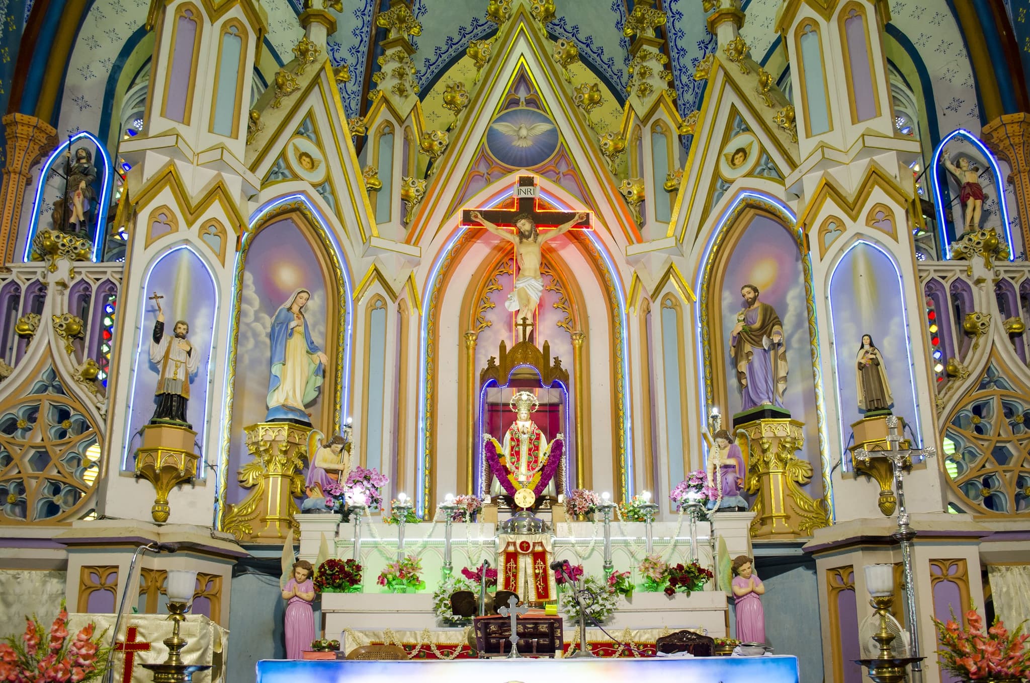 The high altar, gilded and unfaded